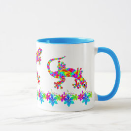 Fun Rainbow Salamander-Mok met Bright Flowers Mok