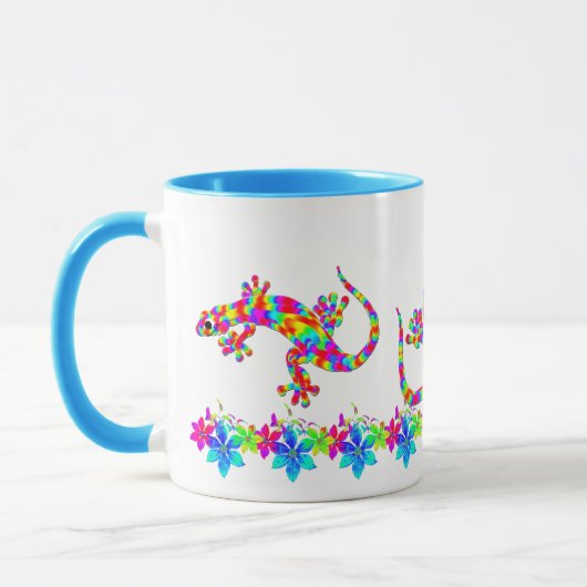 Fun Rainbow Salamander-Mok met Bright Flowers Mok (Links)