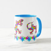 Fun Rainbow Salamander-Mok met Bright Flowers Mok (Voorkant rechts)