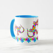 Fun Rainbow Salamander-Mok met Bright Flowers Mok (Voorkant links)