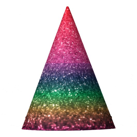 Fun Rainbow Sparkle Glitter Feesthoedjes (Voorkant)