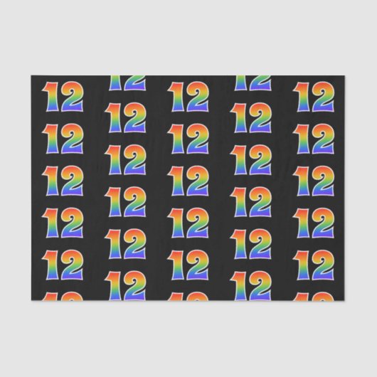 Fun Rainbow Spectrum Pattern "12" Event Number Tissuepapier (Voorkant)