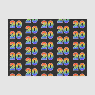 Fun Rainbow Spectrum Pattern "20" Event Number Tissuepapier