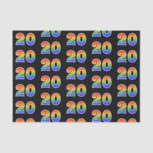 Fun Rainbow Spectrum Pattern "20" Event Number Tissuepapier (Voorkant)