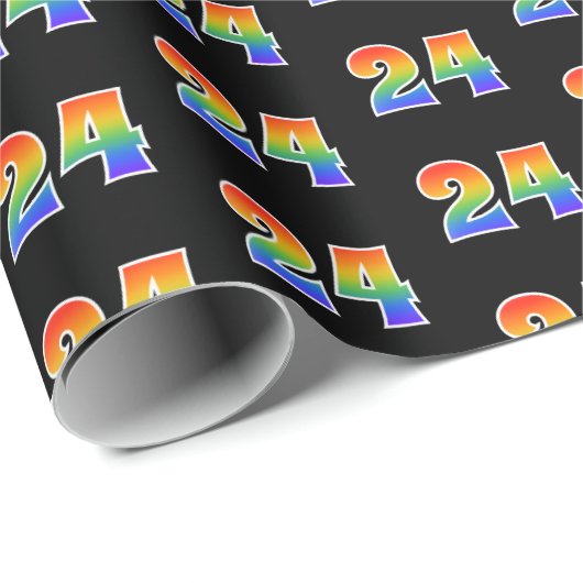 Fun Rainbow Spectrum Pattern "24" Event Number Cadeaupapier (Rol Hoek)