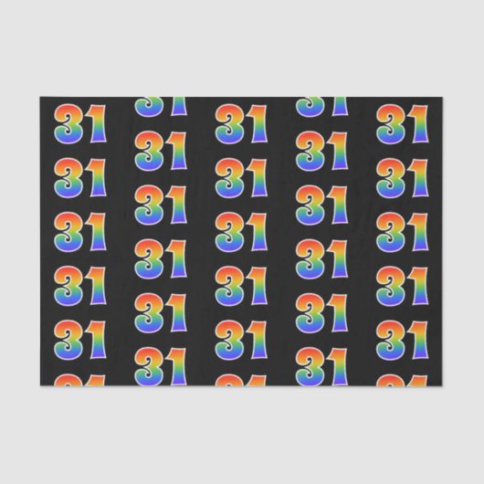 Fun Rainbow Spectrum Pattern "31" Event Number Tissuepapier (Voorkant)