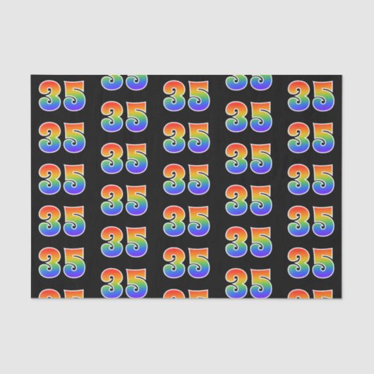 Fun Rainbow Spectrum Pattern "35" Event Number Tissuepapier (Voorkant)