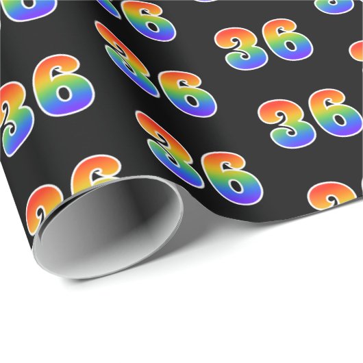 Fun Rainbow Spectrum Pattern "36" Event Number Cadeaupapier (Rol Hoek)