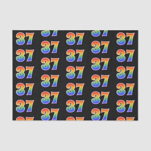 Fun Rainbow Spectrum Pattern "37" Event Number Tissuepapier (Voorkant)