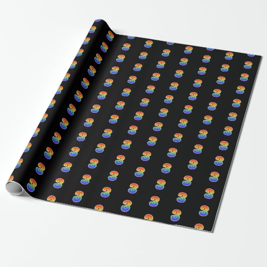 Fun Rainbow Spectrum Pattern "3" Event Number Cadeaupapier (Uitgerold)