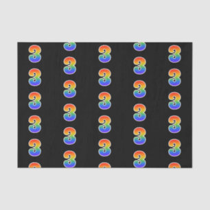 Fun Rainbow Spectrum Pattern "3" Event Number Tissuepapier