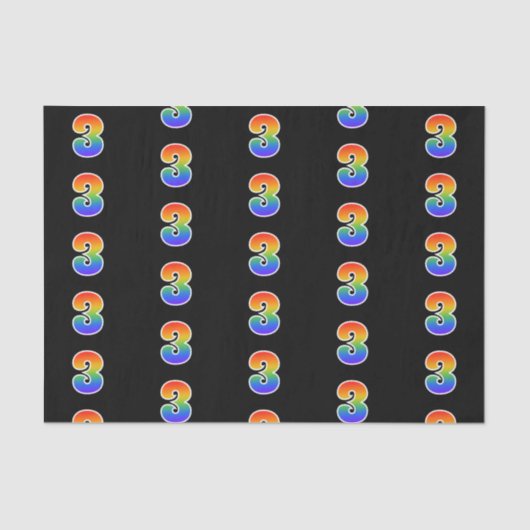 Fun Rainbow Spectrum Pattern "3" Event Number Tissuepapier (Voorkant)