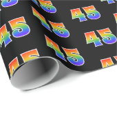 Fun Rainbow Spectrum Pattern "45" Event Number Cadeaupapier (Rol Hoek)