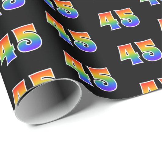 Fun Rainbow Spectrum Pattern "45" Event Number Cadeaupapier (Rol Hoek)