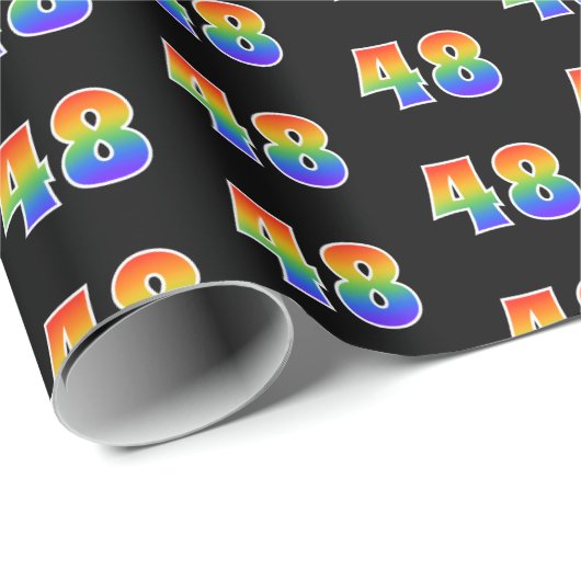 Fun Rainbow Spectrum Pattern "48" Event Number Cadeaupapier (Rol Hoek)