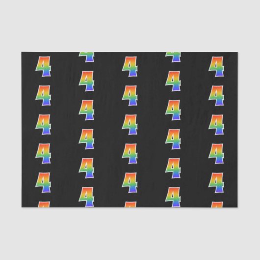 Fun Rainbow Spectrum Pattern "4" Event Number Tissuepapier (Voorkant)