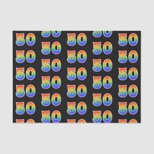 Fun Rainbow Spectrum Pattern "50" Event Number Tissuepapier (Voorkant)