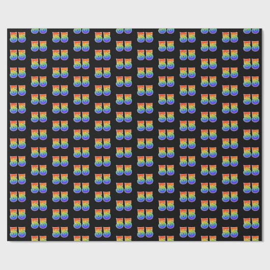 Fun Rainbow Spectrum Pattern "55" Event Number Cadeaupapier (Vlak)