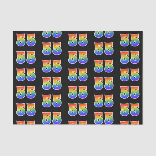 Fun Rainbow Spectrum Pattern "55" Event Number Tissuepapier (Voorkant)