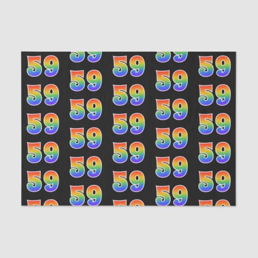 Fun Rainbow Spectrum Pattern "59" Event Number Tissuepapier (Voorkant)