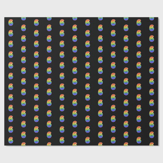 Fun Rainbow Spectrum Pattern "6" Event Number Cadeaupapier (Vlak)
