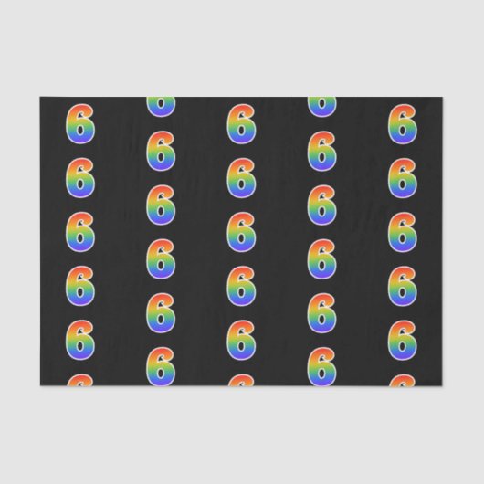 Fun Rainbow Spectrum Pattern "6" Event Number Tissuepapier (Voorkant)