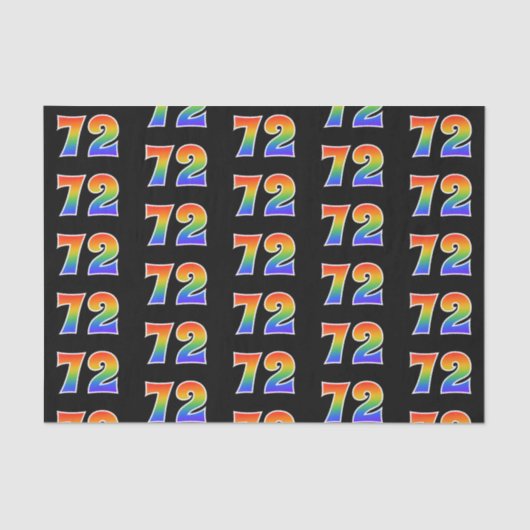 Fun Rainbow Spectrum Pattern "72" Event Number Tissuepapier (Voorkant)