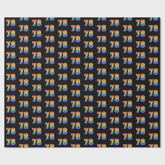 Fun Rainbow Spectrum Pattern "78" Event Number Cadeaupapier (Vlak)