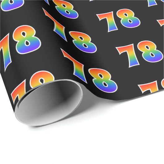 Fun Rainbow Spectrum Pattern "78" Event Number Cadeaupapier (Rol Hoek)