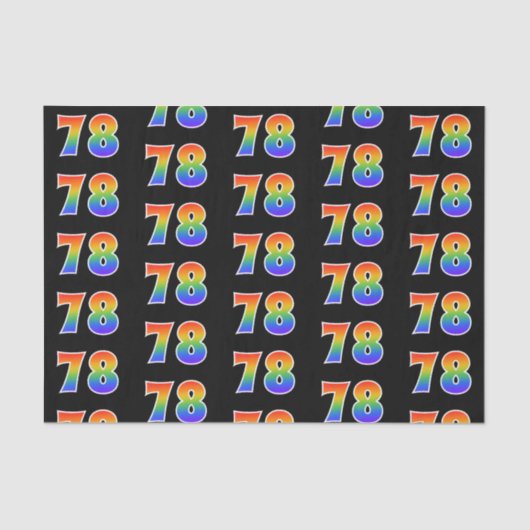 Fun Rainbow Spectrum Pattern "78" Event Number Tissuepapier (Voorkant)