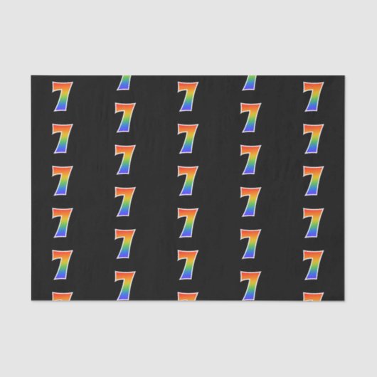 Fun Rainbow Spectrum Pattern "7" Event Number Tissuepapier (Voorkant)