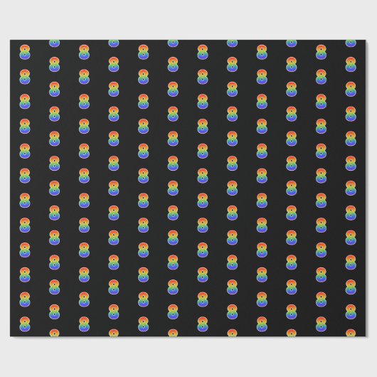 Fun Rainbow Spectrum Pattern "8" Event Number Cadeaupapier (Vlak)