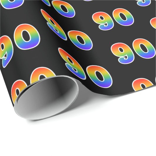 Fun Rainbow Spectrum Pattern "90" Event Number Cadeaupapier (Rol Hoek)