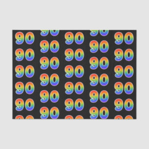 Fun Rainbow Spectrum Pattern "90" Event Number Tissuepapier