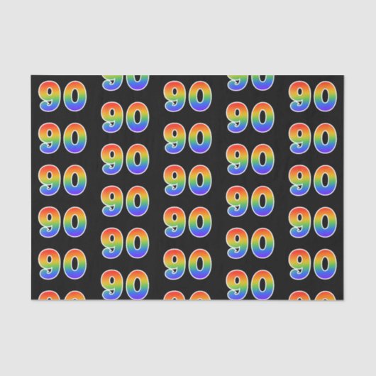 Fun Rainbow Spectrum Pattern "90" Event Number Tissuepapier (Voorkant)