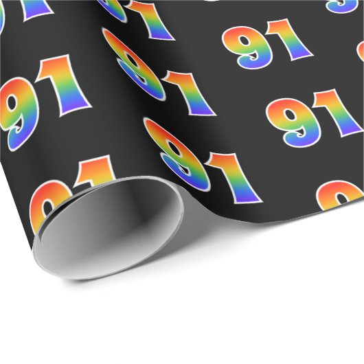 Fun Rainbow Spectrum Pattern "91" Event Number Cadeaupapier (Rol Hoek)