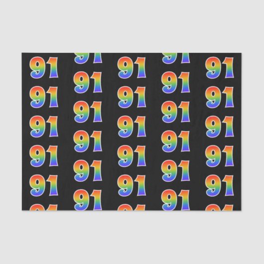 Fun Rainbow Spectrum Pattern "91" Event Number Tissuepapier (Voorkant)