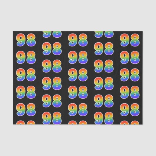 Fun Rainbow Spectrum Pattern "98" Event Number Tissuepapier (Voorkant)