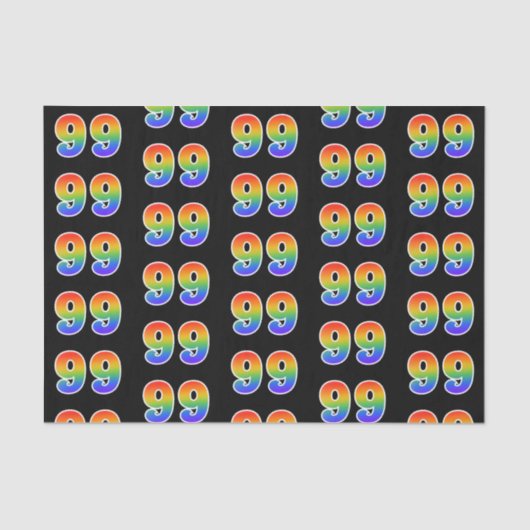 Fun Rainbow Spectrum Pattern "99" Event Number Tissuepapier (Voorkant)