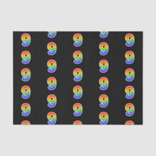Fun Rainbow Spectrum Pattern "9" Event Number Tissuepapier