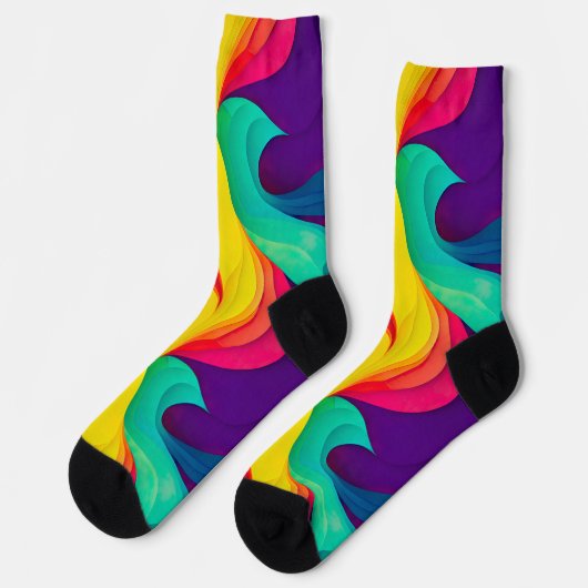 Fun Rainbow Swirl Pattern Sustainable Socks Sokken (Links)