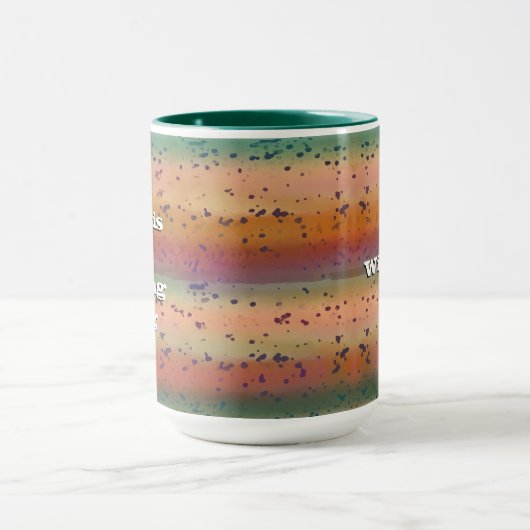 Fun Rainbow Trout Pattern met naam Fisherman's Mok (Midden)