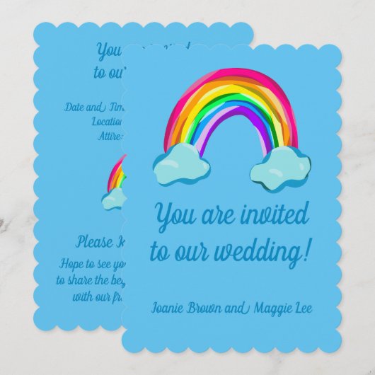 Fun Rainbow Wedding Kaart (Voorkant / Achterkant)