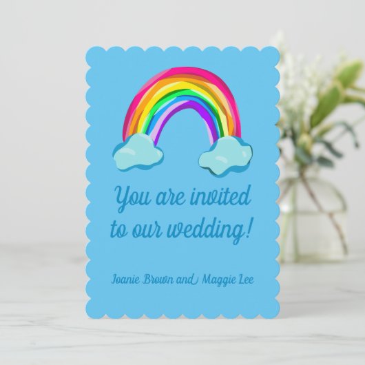 Fun Rainbow Wedding Kaart (Staand voorkant)
