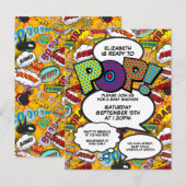 Fun Ready to Pop Baby shower Comic Book Uitnodiging Briefkaart (Voorkant / Achterkant)