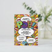 Fun Ready to Pop Baby shower Comic Book Uitnodiging Briefkaart (Staand voorkant)