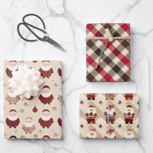 Fun Red and Beige Christmas   Inpakpapier Vel (Voorkant)