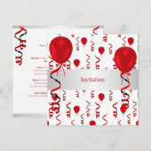 Fun Red Balloons Special Party Event Kaart (Voorkant / Achterkant)