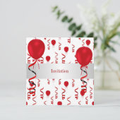 Fun Red Balloons Special Party Event Kaart (Staand voorkant)