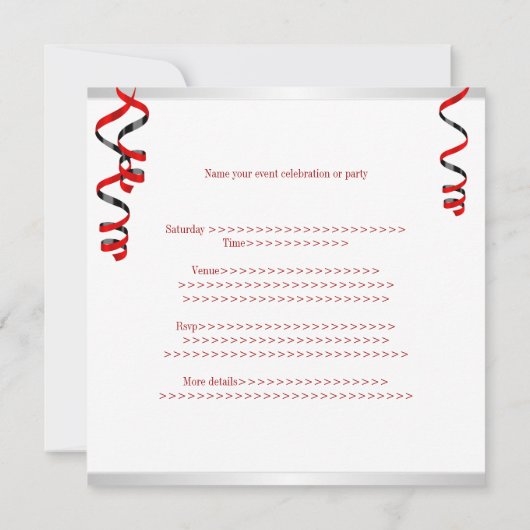 Fun Red Balloons Special Party Event Kaart (Achterkant)